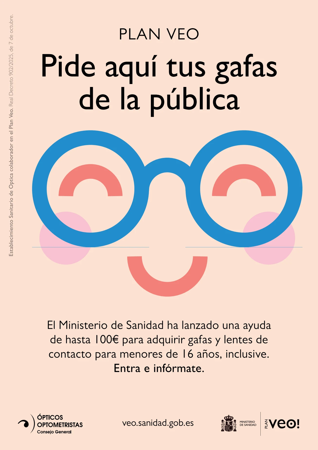 Cartel oficial del Plan VEO para ayudas a gafas y lentes de contacto